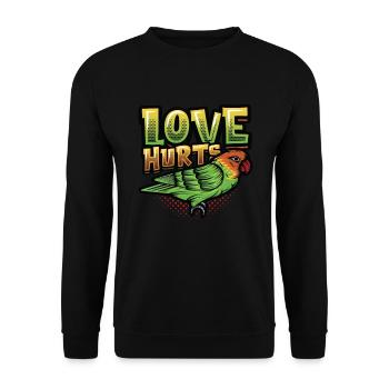 L’amour fait mal à l’oiseau perruche - Sweat-shirt Unisexe - noir - Devant - Alina (178cm) & Michal (187cm)