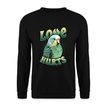 L’amour fait mal à l’oiseau perruche - Sweat-shirt Unisexe - noir - Devant - Alina (178cm) & Michal (187cm)