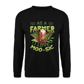 Als Landwirt Liebe Ich Moo-sic, Funny Farmer - Unisex Pullover - Schwarz - Vorne - Alina (178cm) & Michal (187cm)