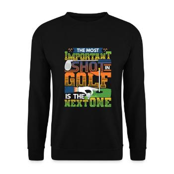 The most important shot in golf is the next - Unisex Sweatshirt - black - Front - Alina (178cm) & Michal (187cm)