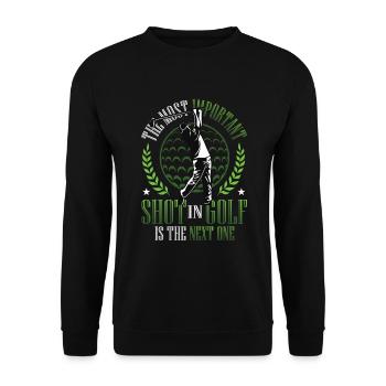 The most important shot in golf is the next - Unisex Sweatshirt - black - Front - Alina (178cm) & Michal (187cm)