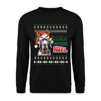 Noël Chien Dogue Allemand Homme Femme Et Enfant - Sweat-shirt Unisexe - noir - Devant - Alina (178cm) & Michal (187cm)