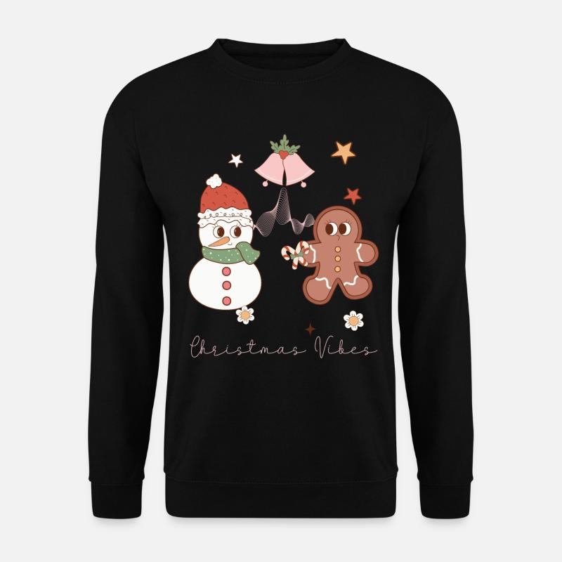 Christmas Vibes Schneemann Keks Weihnachten - Unisex Pullover - Schwarz