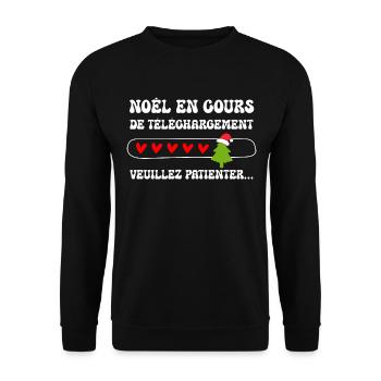 Sapin De Noël Homme Femme Enfant Humour Père Noël - Sweat-shirt Unisexe - noir - Devant - Alina (178cm) & Michal (187cm)