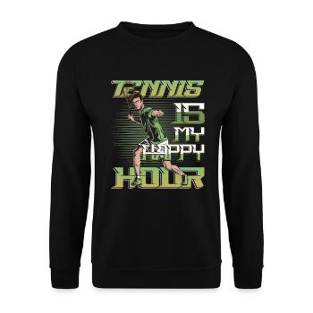 Tennis Ist Meine Happy Hour, Tennisspieler, Tennis - Unisex Pullover - Schwarz - Vorne - Alina (178cm) & Michal (187cm)