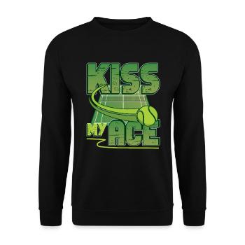 Tennis Lover, Kiss My Ass, Funny Tennis - Unisex Sweatshirt - black - Front - Alina (178cm) & Michal (187cm)