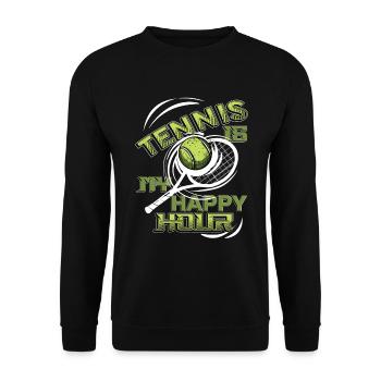 Tennis Ist Meine Happy Hour, Tennisspieler, Tennis - Unisex Pullover - Schwarz - Vorne - Alina (178cm) & Michal (187cm)