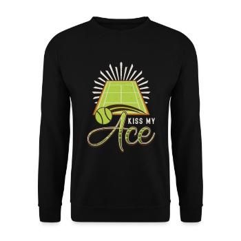 Tennis Lover, Kiss My Ass, Funny Tennis - Unisex Sweatshirt - black - Front - Alina (178cm) & Michal (187cm)