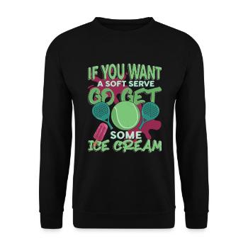 Wenn Sie Einen Weichen Aufschlag Wünschen - Unisex Pullover - Schwarz - Vorne - Alina (178cm) & Michal (187cm)