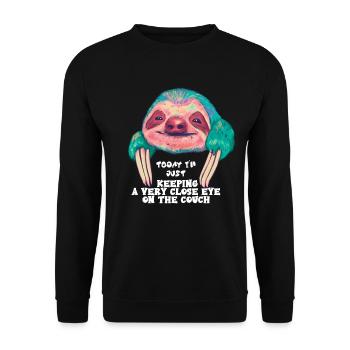 Aujourd’hui, je garde un œil très attentif sur mon canapé - Sweat-shirt Unisexe - noir - Devant - Alina (178cm) & Michal (187cm)