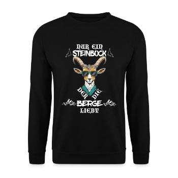 Nur ein Steinbock der die Berge liebt Sternzeichen - Unisex Pullover - Schwarz - Vorne - Alina (178cm) & Michal (187cm)