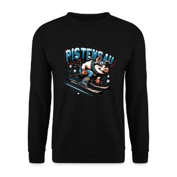 Skier Pig Pistensau Après-ski - Unisex Sweatshirt - black - Front - Alina (178cm) & Michal (187cm)