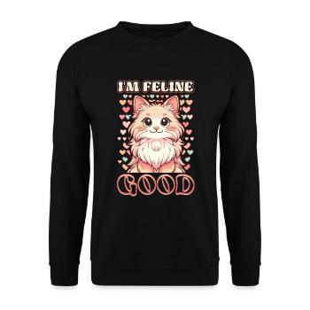 Funny Cat Lady, Cat Mom - Unisex Sweatshirt - black - Front - Alina (178cm) & Michal (187cm)