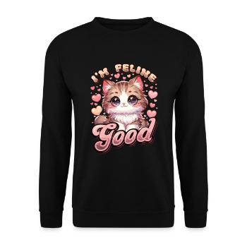 Funny Cat Lady, Cat Mom - Unisex Sweatshirt - black - Front - Alina (178cm) & Michal (187cm)