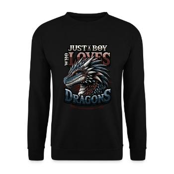 Juste un garçon qui aime les dragons - Boys Dragons - Sweat-shirt Unisexe - noir - Devant - Alina (178cm) & Michal (187cm)