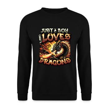 Juste un garçon qui aime les dragons - Boys Dragons - Sweat-shirt Unisexe - noir - Devant - Alina (178cm) & Michal (187cm)