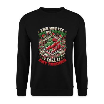 Aktien Börse Trading Chart - Lustiges Daytrader - Unisex Pullover - Schwarz - Vorne - Alina (178cm) & Michal (187cm)