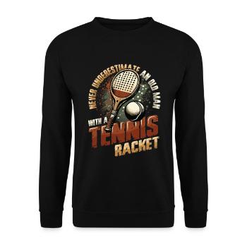 Old Man, Tennis Player, Pensioner, Tennis - Unisex Sweatshirt - black - Front - Alina (178cm) & Michal (187cm)