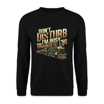 Trainspotting Train Lovers Trains - Sweat-shirt Unisexe - noir - Devant - Alina (178cm) & Michal (187cm)