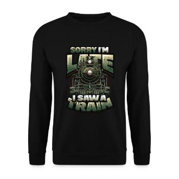 Trainspotting Train Lovers Trains - Sweat-shirt Unisexe - noir - Devant - Alina (178cm) & Michal (187cm)