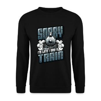 Trainspotting Train Lovers Trains - Sweat-shirt Unisexe - noir - Devant - Alina (178cm) & Michal (187cm)