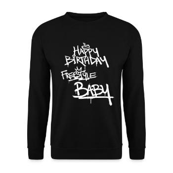 Happy Birthday Freestyle Baby Graffiti Font - Unisex Sweatshirt - black - Front - Alina (178cm) & Michal (187cm)