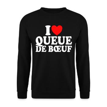Boucher I Love Queue De Boeuf - Sweat-shirt Unisexe - noir - Devant - Alina (178cm) & Michal (187cm)