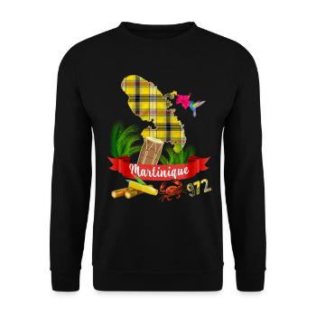 Martinique Hummingbird Hibiscus Madras Antilles 972 - Unisex Sweatshirt - black - Front - Alina (178cm) & Michal (187cm)