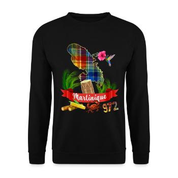 Karte Martinique 972 Madras Blumen Westindische Inseln - Unisex Pullover - Schwarz - Vorne - Alina (178cm) & Michal (187cm)