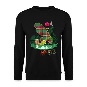 Map Martinique Madras 972 Colibri Hibiscus - Unisex Sweatshirt - black - Front - Alina (178cm) & Michal (187cm)