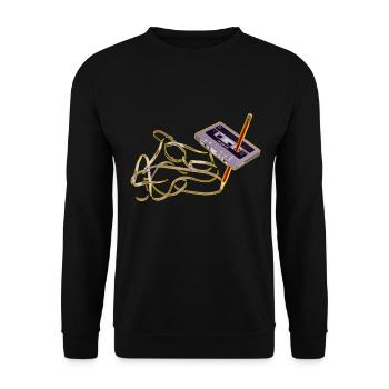 Kassette und 80er 90er Jahre Vintage - Unisex Pullover - Schwarz - Vorne - Alina (178cm) & Michal (187cm)