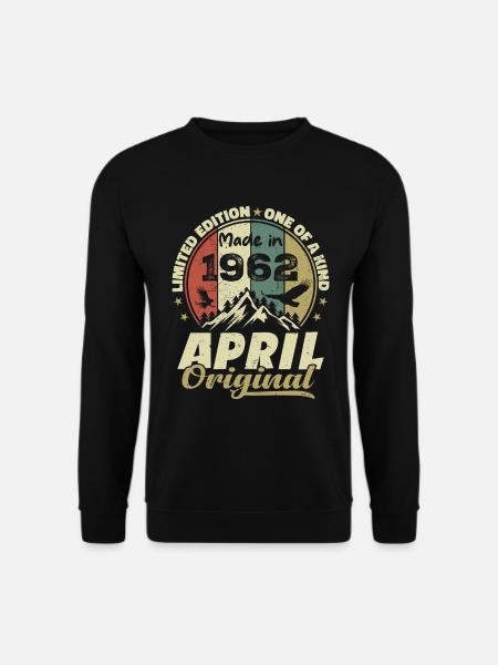 Retro Geboren im April 1962 Geburtstagsgeschenk 1962 - Unisex Pullover - Schwarz