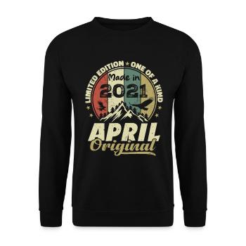 Retro Born In April 2021 Birthday Gift 2021 - Unisex Sweatshirt - black - Front - Alina (178cm) & Michal (187cm)