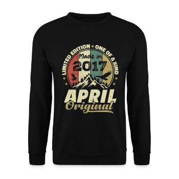 Retro Born In April 2017 Birthday Gift 2017 - Unisex Sweatshirt - black - Front - Alina (178cm) & Michal (187cm)