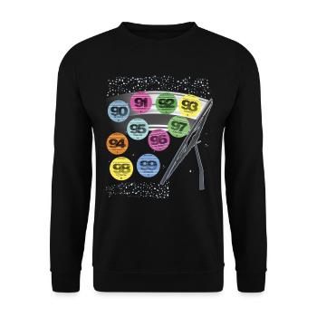 Vignette Auto Années 90 Nostalgie 1990 - Sweat-shirt Unisexe - noir - Devant - Alina (178cm) & Michal (187cm)