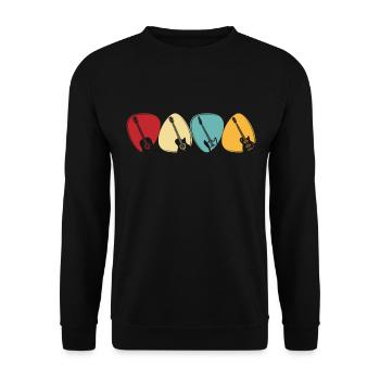 Guitare Vintage Médiator Guitare Basse - Sweat-shirt Unisexe - noir - Devant - Alina (178cm) & Michal (187cm)