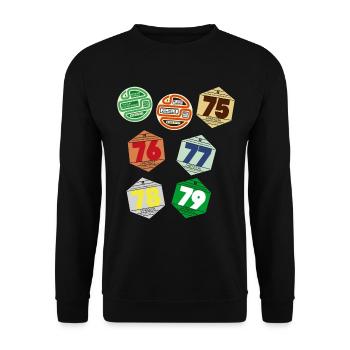 Vignettes Auto Années 70 Nostalgie - Sweat-shirt Unisexe - noir - Devant - Alina (178cm) & Michal (187cm)