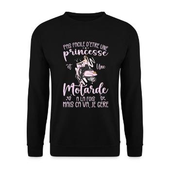 Princesse Et Motarde À La Fois Idée Cadeau Moto - Sweat-shirt Unisexe - noir - Devant - Alina (178cm) & Michal (187cm)
