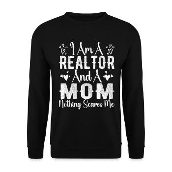 Ich bin ein Makler und eine Mutter, nichts macht mir Angst Makler - Unisex Pullover - Schwarz - Vorne - Alina (178cm) & Michal (187cm)