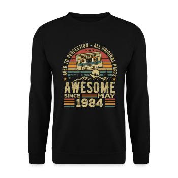 May 1984 Birthday May 1984 Retro Gift - Unisex Sweatshirt - black - Front - Alina (178cm) & Michal (187cm)