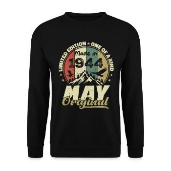 Vintage-Geschenk zum Jubiläum im Mai 1944 - Unisex Pullover - Schwarz - Vorne - Alina (178cm) & Michal (187cm)