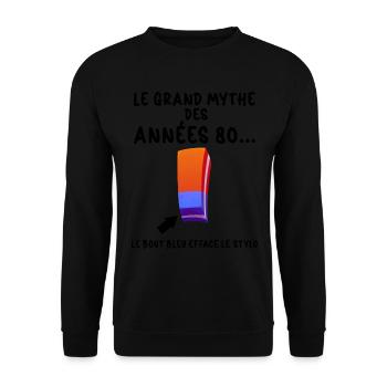 80er Vintage Radiergummi Humor - Unisex Pullover - Schwarz - Vorne - Alina (178cm) & Michal (187cm)