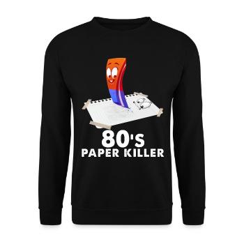 80er Vintage Radiergummi Männer Frauen - Unisex Pullover - Schwarz - Vorne - Alina (178cm) & Michal (187cm)