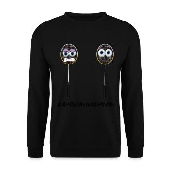 Badminton Humor Racquet Men - Unisex Sweatshirt - black - Front - Alina (178cm) & Michal (187cm)