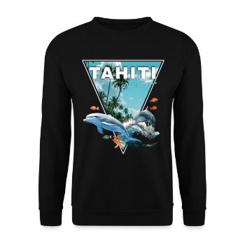 Tahiti Französisch-Polynesien Delfinstrand - Unisex Pullover - Schwarz - Vorne - Alina (178cm) & Michal (187cm)
