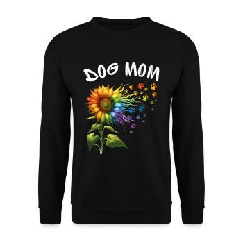 Dog Mom Hund Muttertag Sonnenblume Regenbogen Wau - Unisex Pullover - Schwarz - Vorne - Alina (178cm) & Michal (187cm)