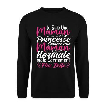 Je Suis Une Maman Princesse Carrément Plus Belle - Sweat-shirt Unisexe - noir - Devant - Alina (178cm) & Michal (187cm)