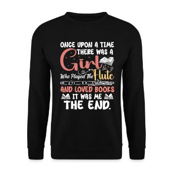 Flute Player Book Lover Flutist Marching Musician - Unisex Sweatshirt - black - Front - Alina (178cm) & Michal (187cm)