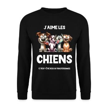 Ich liebe Hunde Humor Mann Kind Hund Lustig - Unisex Pullover - Schwarz - Vorne - Alina (178cm) & Michal (187cm)