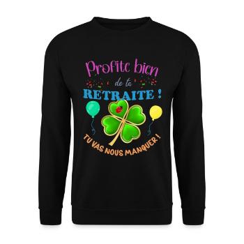 Collègue Femme Homme Départ Retraite - Sweat-shirt Unisexe - noir - Devant - Alina (178cm) & Michal (187cm)